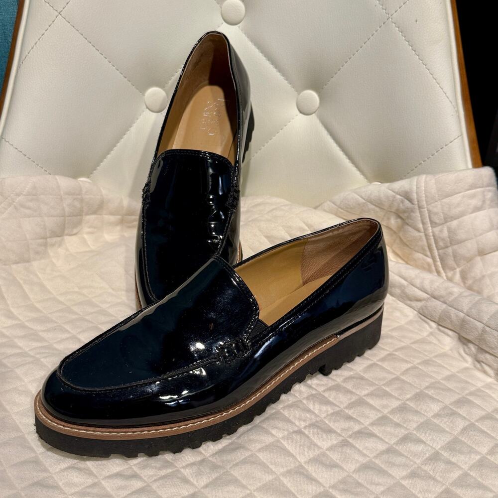 Franco Sarto 'Cypress' Black Patent Lug Sole Loafers